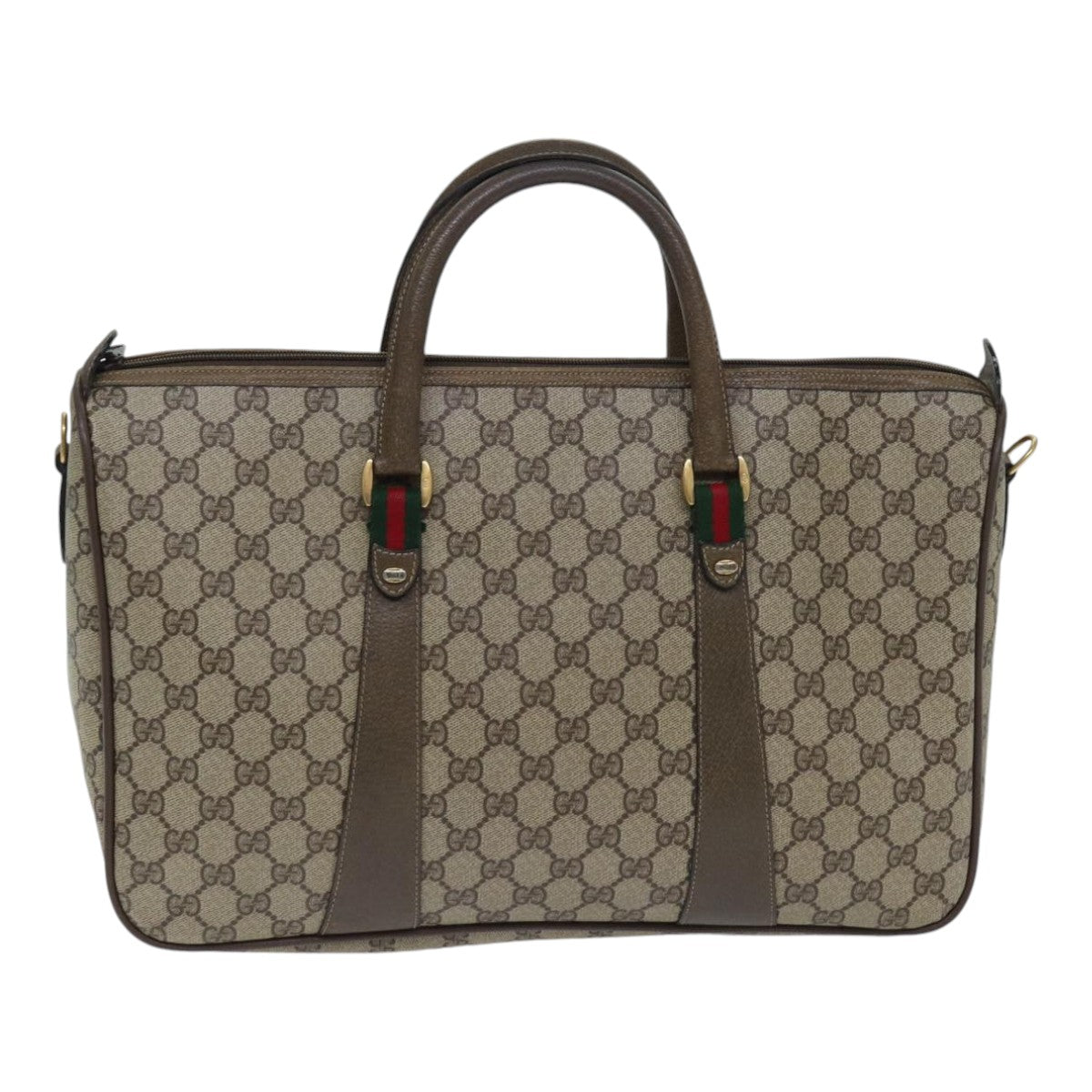 GUCCI GG Supreme Web Sherry Line Hand Bag PVC Beige Gold 39 02 041 yk15162