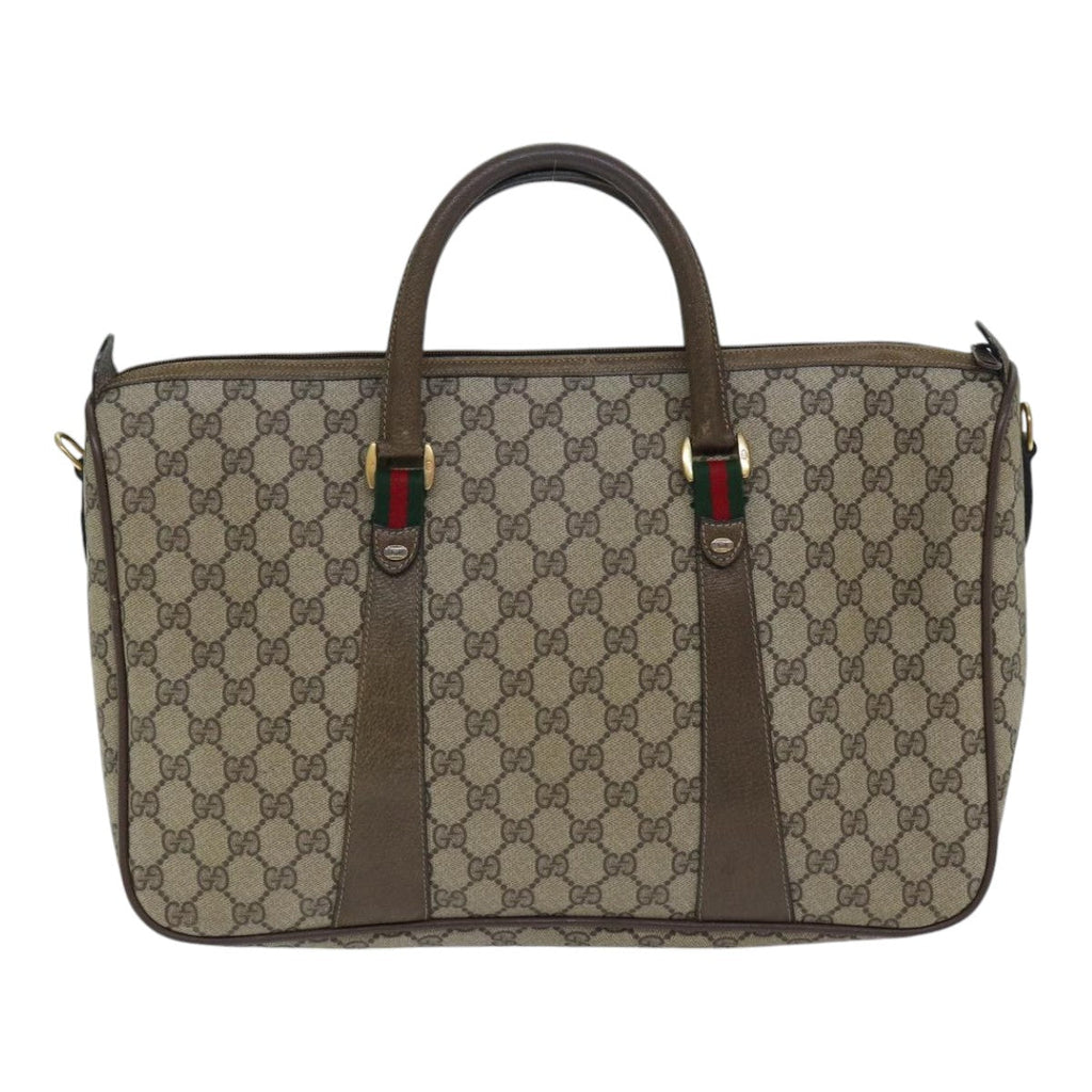 GUCCI GG Supreme Web Sherry Line Hand Bag PVC Beige Gold 39 02 041 yk15162