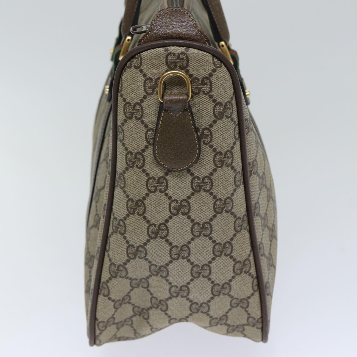 GUCCI GG Supreme Web Sherry Line Hand Bag PVC Beige Gold 39 02 041 yk15162