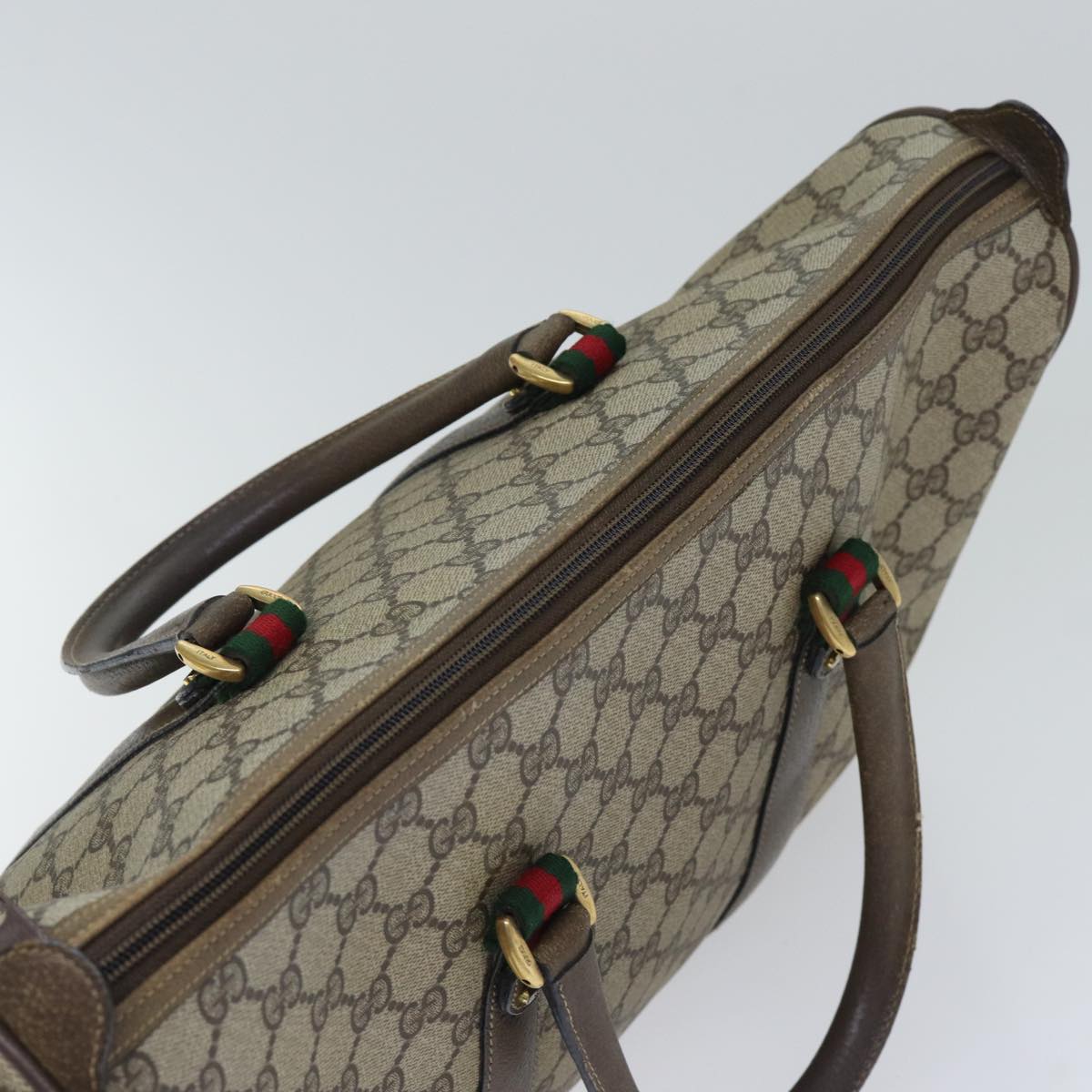GUCCI GG Supreme Web Sherry Line Hand Bag PVC Beige Gold 39 02 041 yk15162