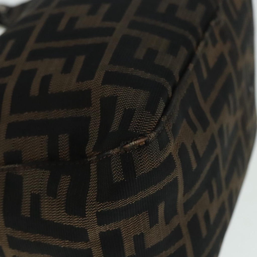FENDI Zucca Canvas Mamma Baguette Shoulder Bag Brown Black Silver yk15163