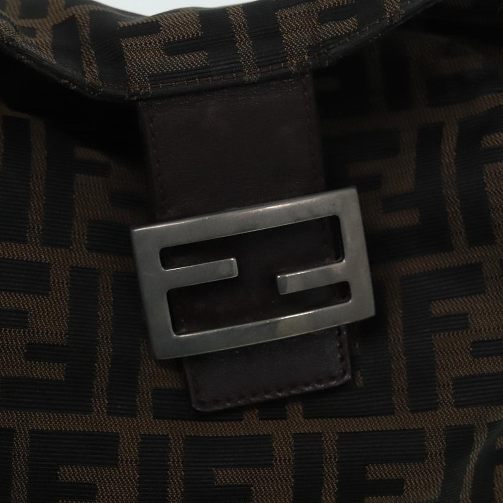 FENDI Zucca Canvas Mamma Baguette Shoulder Bag Brown Black Silver yk15163