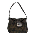 FENDI Zucca Canvas Mamma Baguette Shoulder Bag Brown Black Silver yk15163