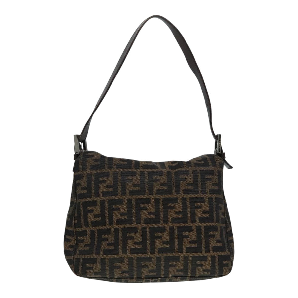 FENDI Zucca Canvas Mamma Baguette Shoulder Bag Brown Black Silver yk15163