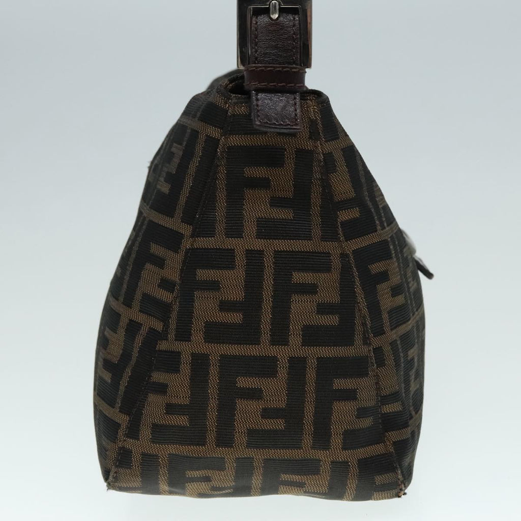 FENDI Zucca Canvas Mamma Baguette Shoulder Bag Brown Black Silver yk15163
