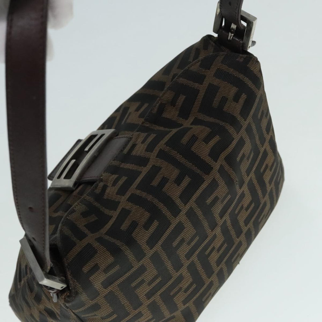 FENDI Zucca Canvas Mamma Baguette Shoulder Bag Brown Black Silver yk15163