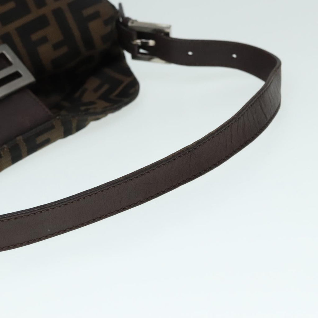 FENDI Zucca Canvas Mamma Baguette Shoulder Bag Brown Black Silver yk15163
