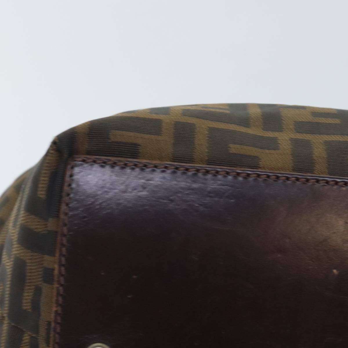 FENDI Zucca Canvas Hand Bag Brown Black yk15166