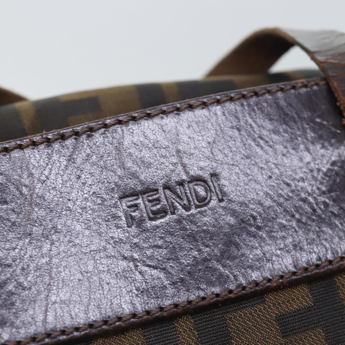 FENDI Zucca Canvas Hand Bag Brown Black yk15166