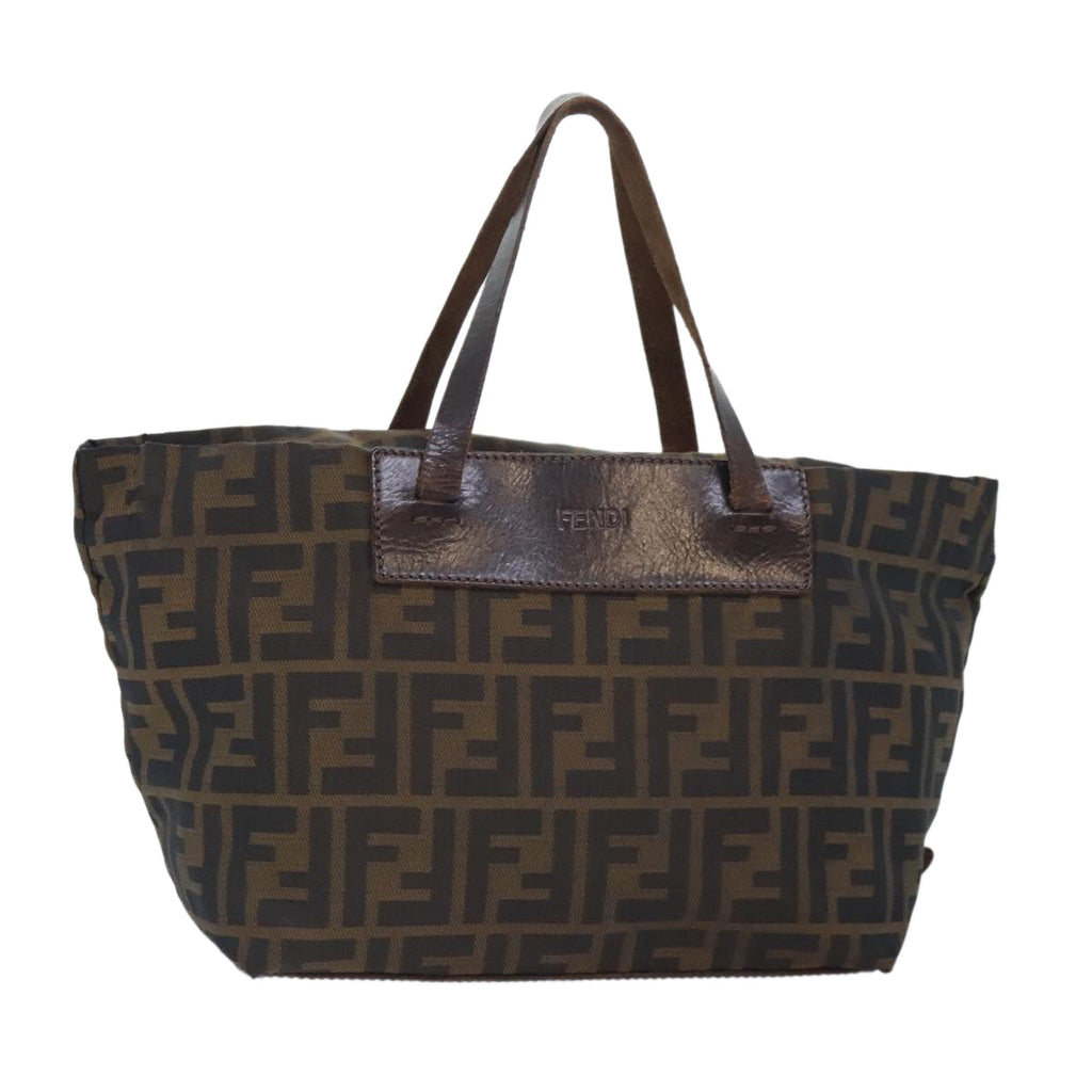 FENDI Zucca Canvas Hand Bag Brown Black yk15166