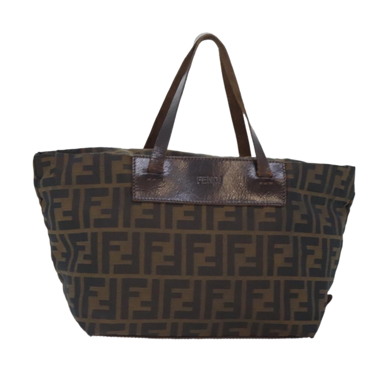 FENDI Zucca Canvas Hand Bag Brown Black yk15166