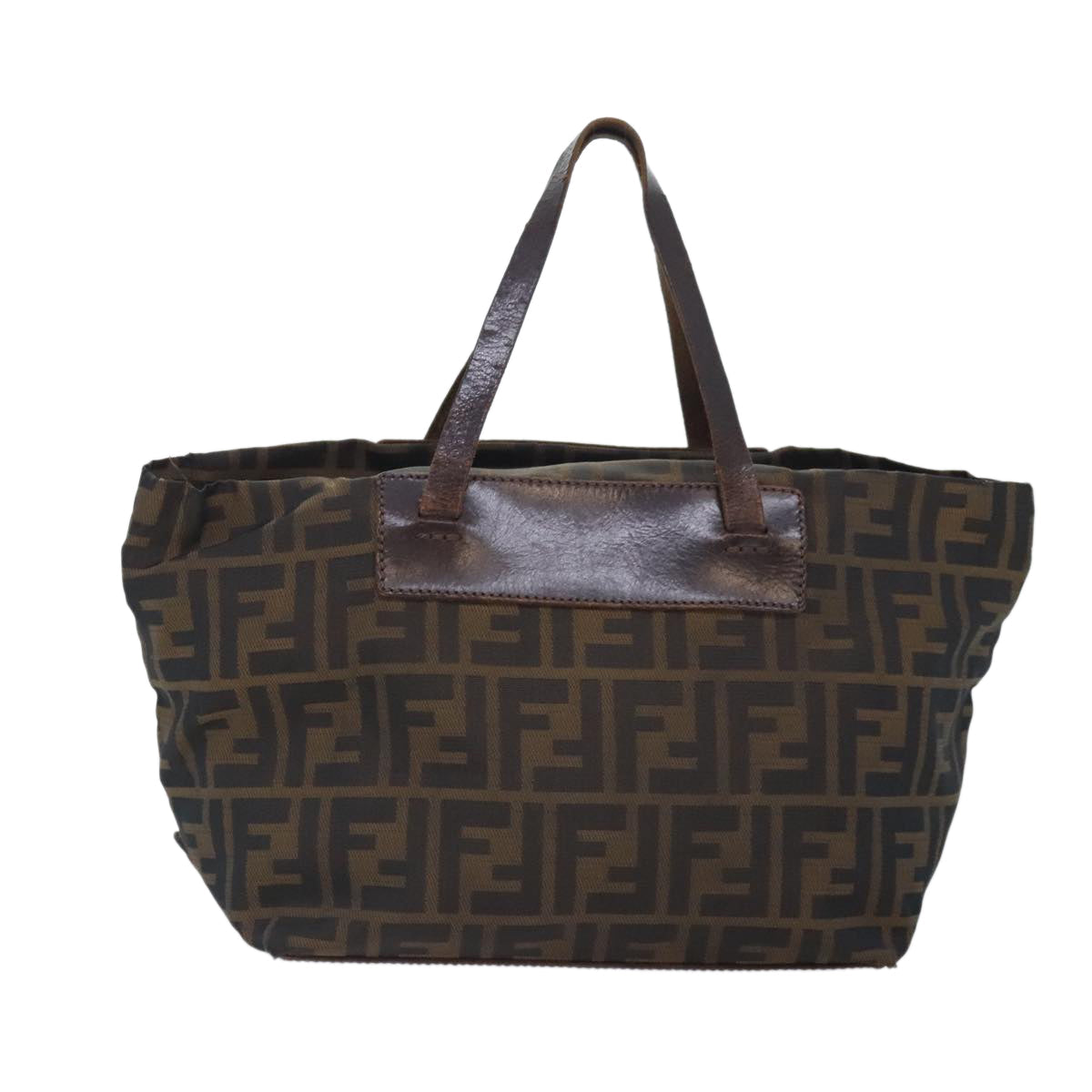 FENDI Zucca Canvas Hand Bag Brown Black yk15166