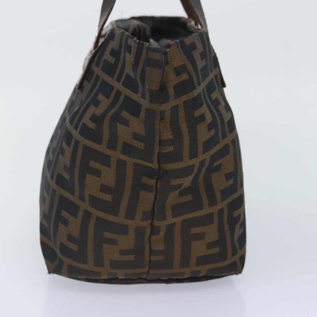 FENDI Zucca Canvas Hand Bag Brown Black yk15166