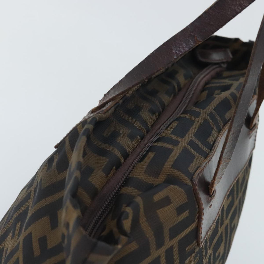 FENDI Zucca Canvas Hand Bag Brown Black yk15166