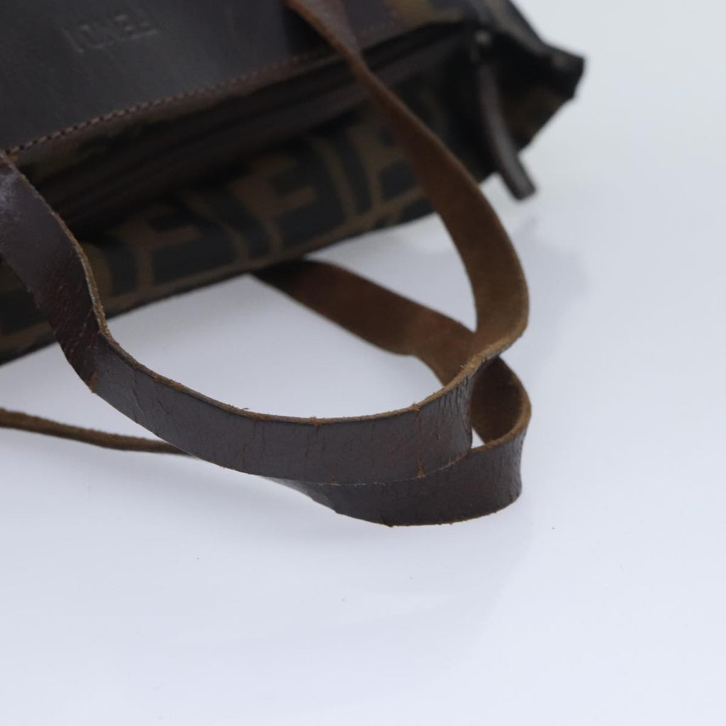 FENDI Zucca Canvas Hand Bag Brown Black yk15166