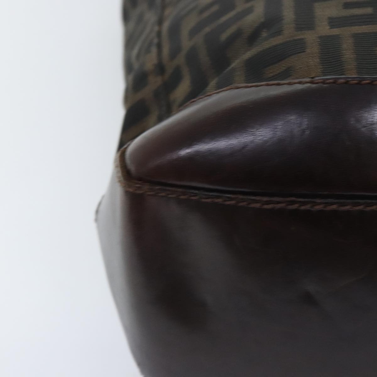 FENDI Zucca Canvas Tote Bag Brown Black gold yk15177