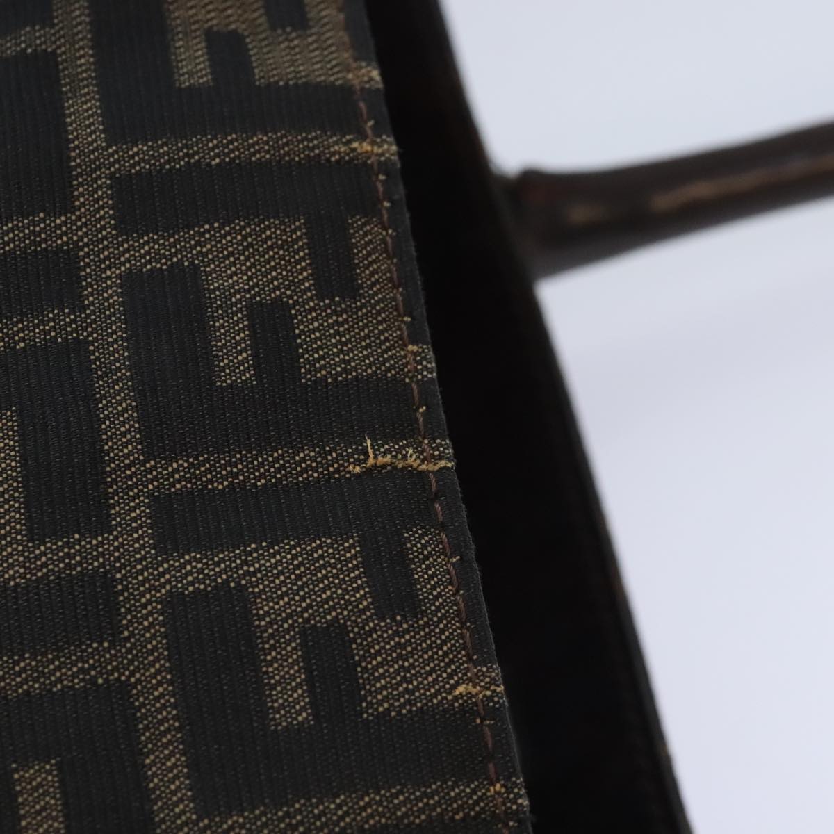 FENDI Zucca Canvas Tote Bag Brown Black gold yk15177