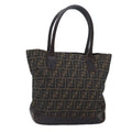 FENDI Zucca Canvas Tote Bag Brown Black gold yk15177