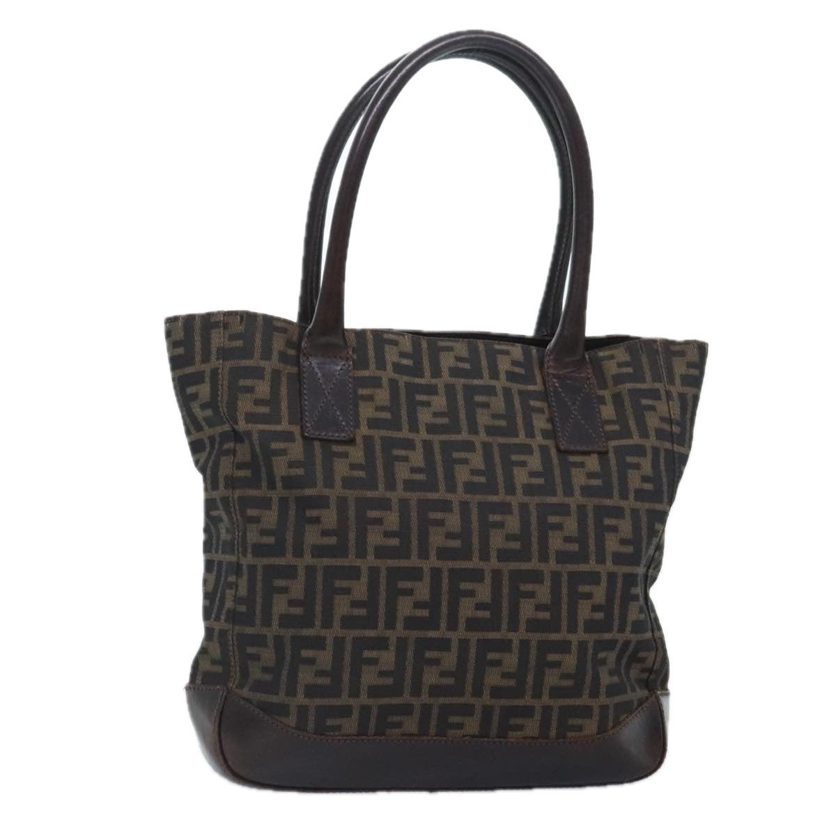 FENDI Zucca Canvas Tote Bag Brown Black gold yk15177