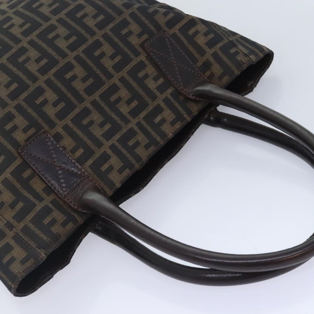 FENDI Zucca Canvas Tote Bag Brown Black gold yk15177