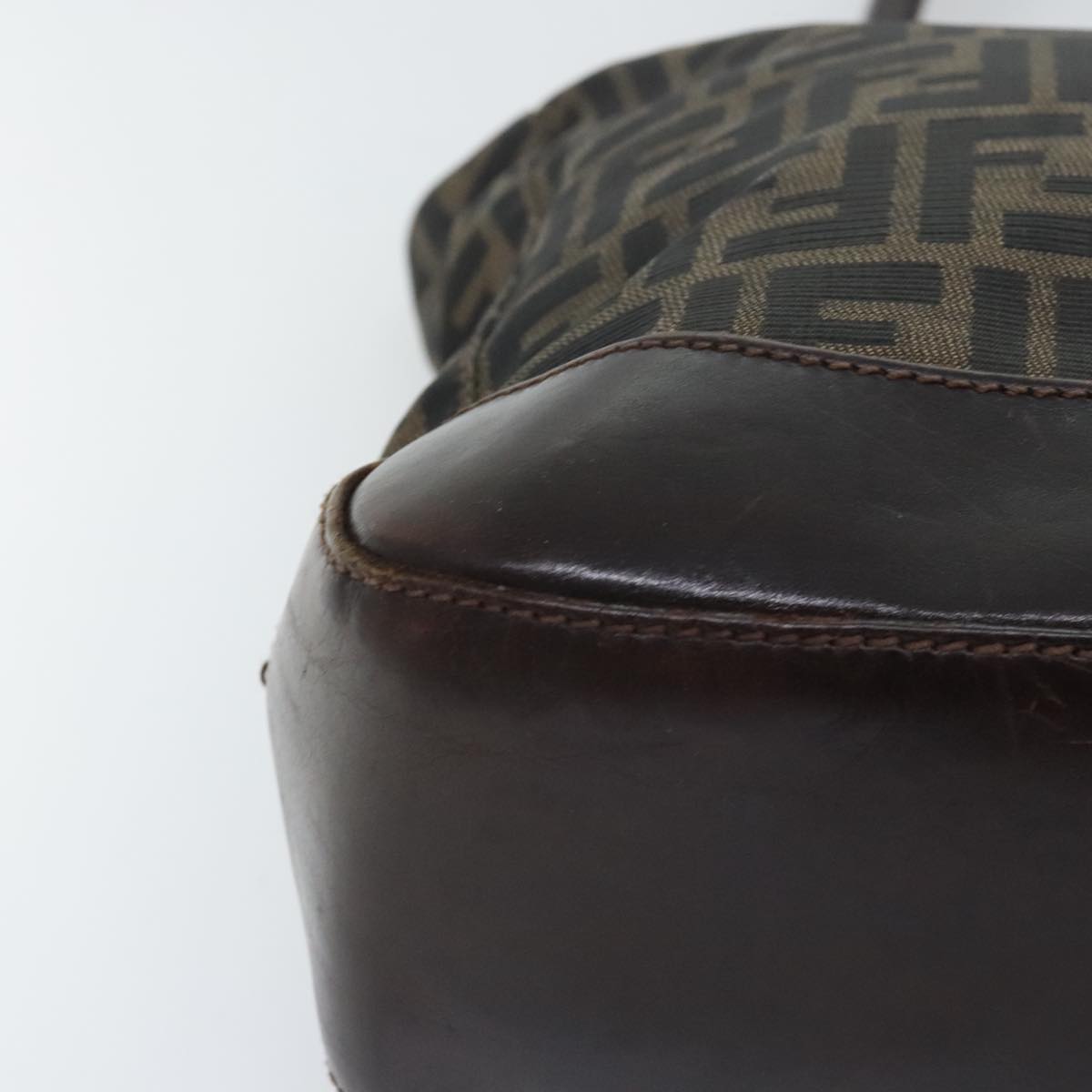FENDI Zucca Canvas Tote Bag Brown Black gold yk15177