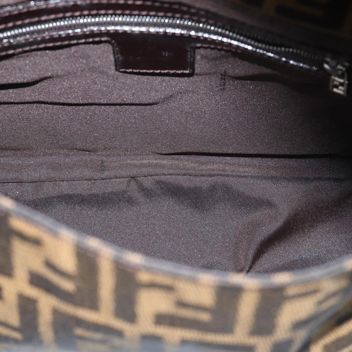 FENDI Zucca Canvas Mamma Baguette Shoulder Bag Brown Black Silver yk15179A