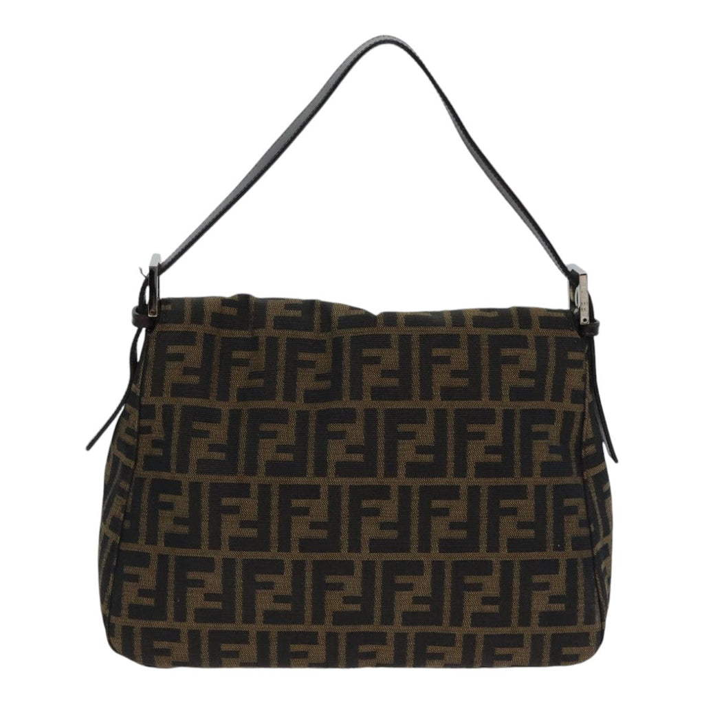 FENDI Zucca Canvas Mamma Baguette Shoulder Bag Brown Black Silver yk15179A