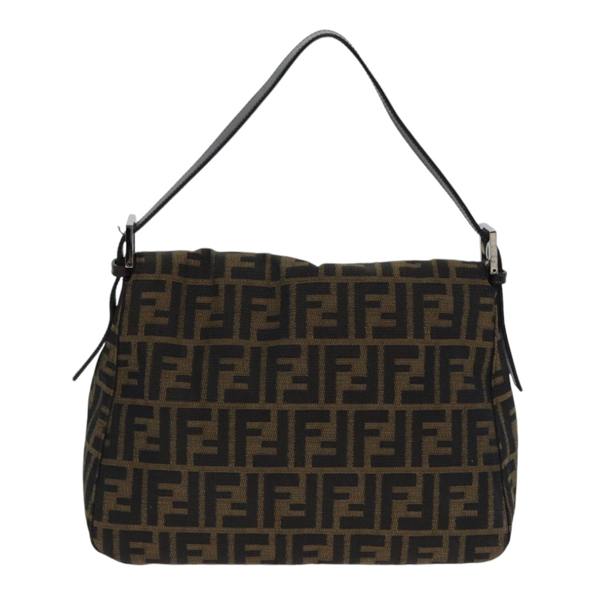 FENDI Zucca Canvas Mamma Baguette Shoulder Bag Brown Black Silver yk15179A