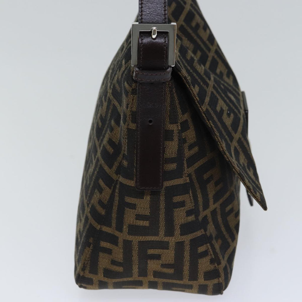 FENDI Zucca Canvas Mamma Baguette Shoulder Bag Brown Black Silver yk15179A