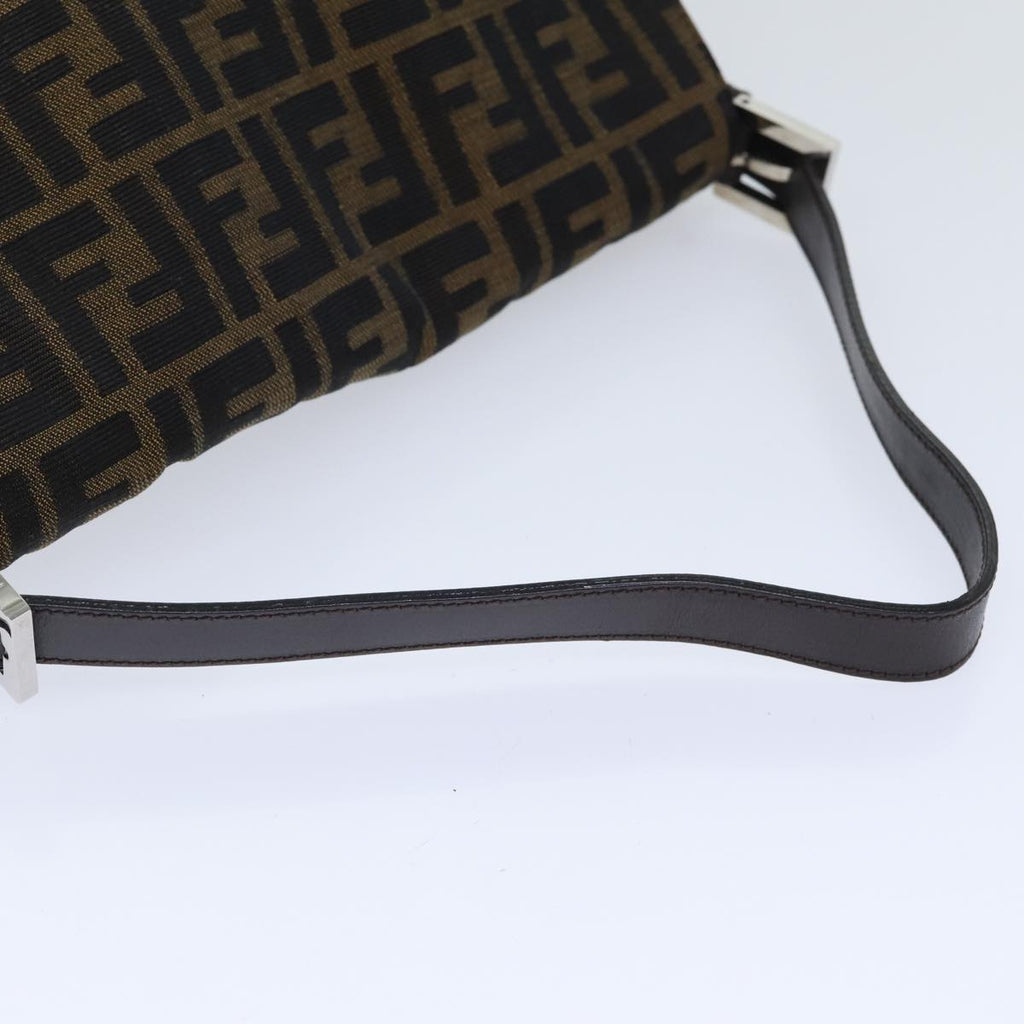 FENDI Zucca Canvas Mamma Baguette Shoulder Bag Brown Black Silver yk15179A