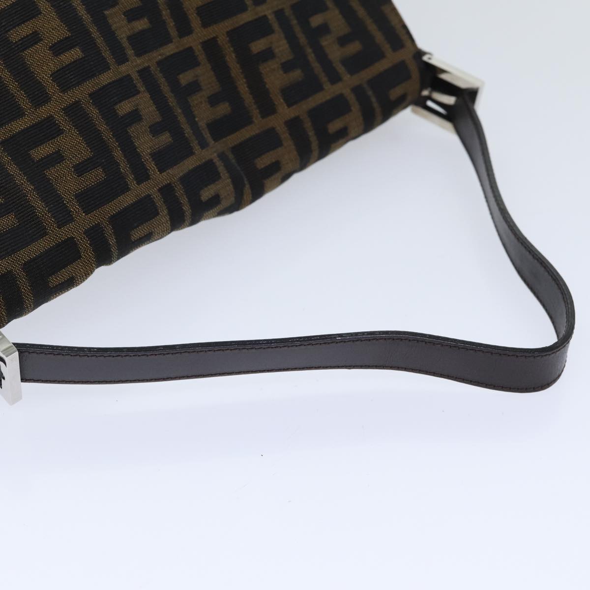 FENDI Zucca Canvas Mamma Baguette Shoulder Bag Brown Black Silver yk15179A