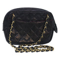 CHANEL Matelasse Chain Shoulder Bag Lamb Skin Black Gold CC yk15180
