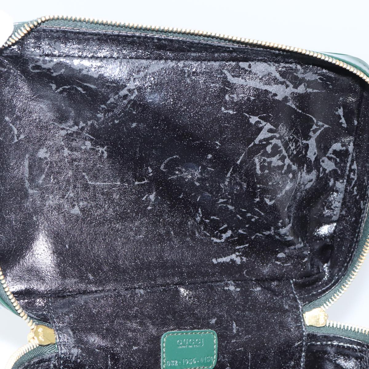 GUCCI Bamboo Vanity Cosmetic Pouch Patent Green 032 1956 0150 yk15191