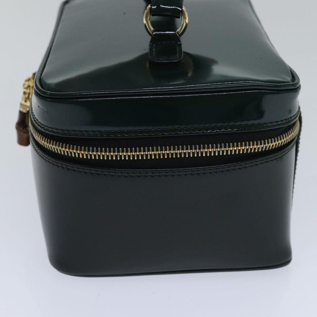 GUCCI Bamboo Vanity Cosmetic Pouch Patent Green 032 1956 0150 yk15191