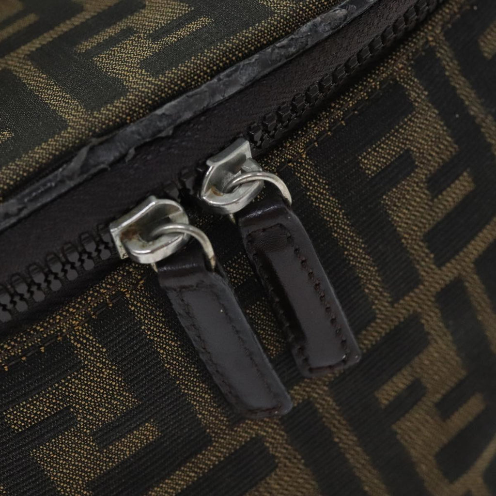 FENDI Zucca Canvas Vanity Pouch Brown Black Silver yk15192