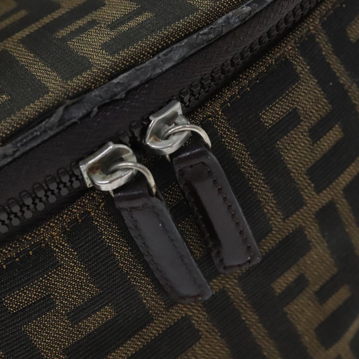 FENDI Zucca Canvas Vanity Pouch Brown Black Silver yk15192