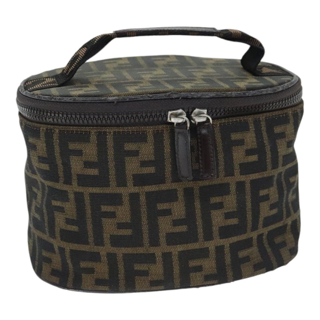 FENDI Zucca Canvas Vanity Pouch Brown Black Silver yk15192