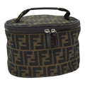 FENDI Zucca Canvas Vanity Pouch Brown Black Silver yk15192