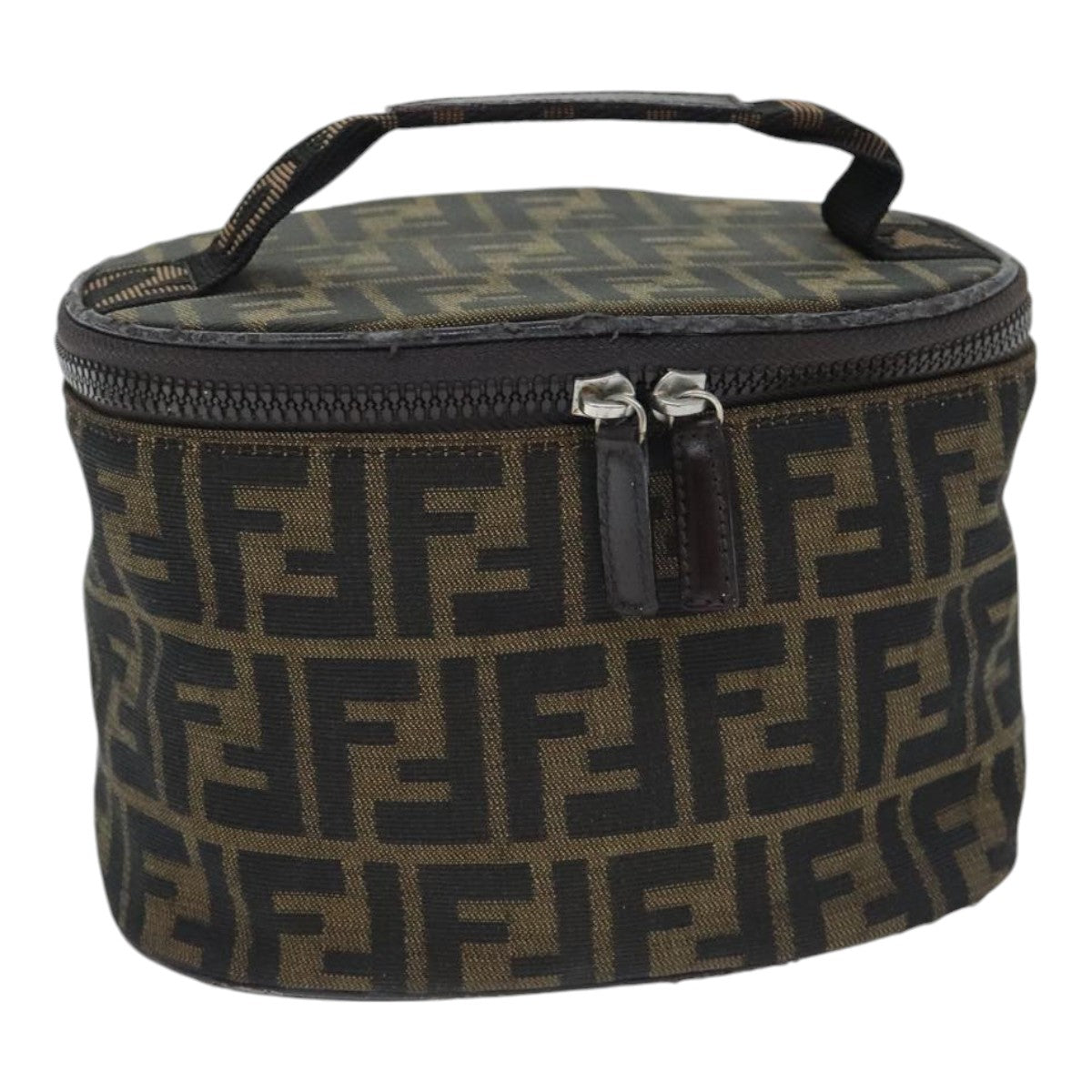 FENDI Zucca Canvas Vanity Pouch Brown Black Silver yk15192