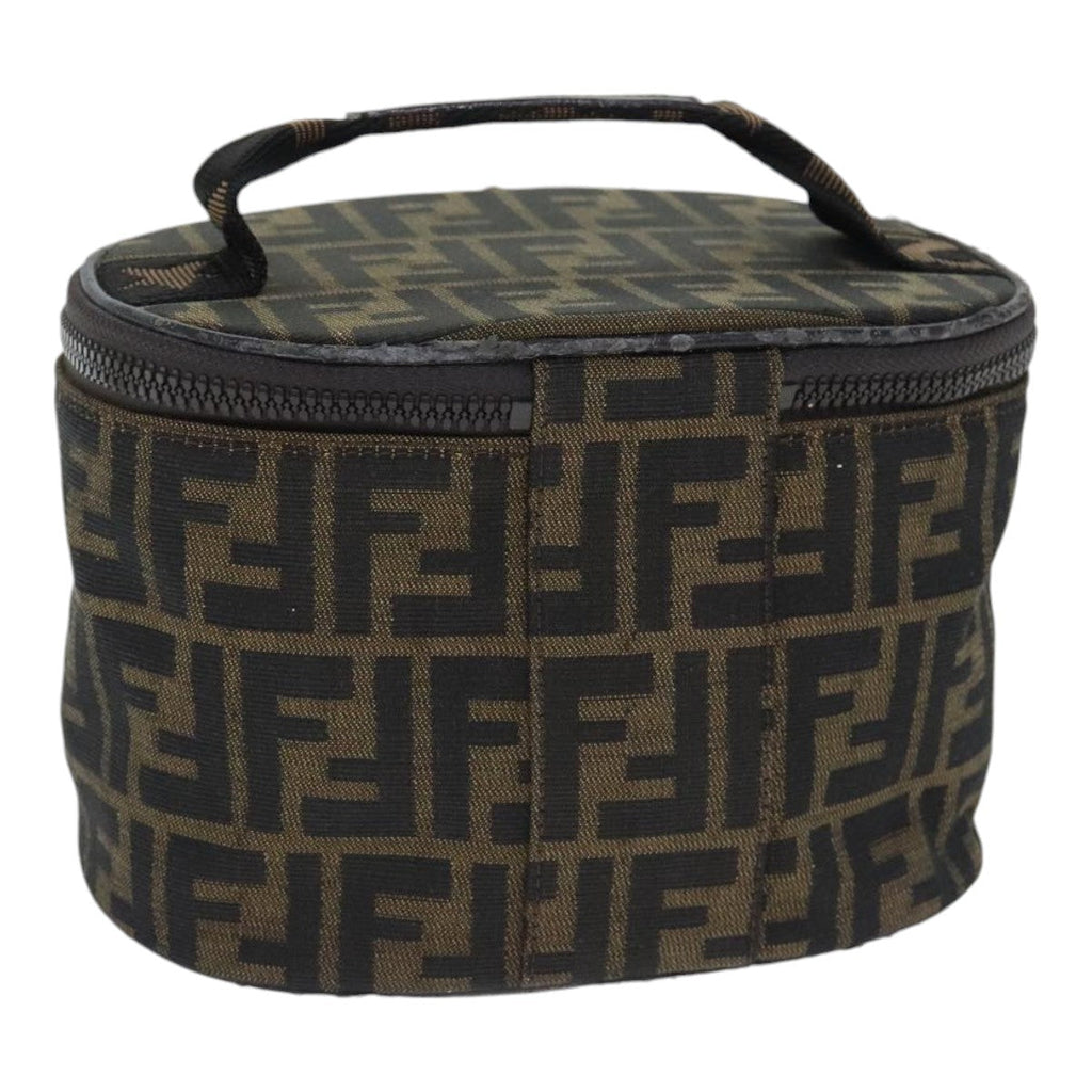 FENDI Zucca Canvas Vanity Pouch Brown Black Silver yk15192