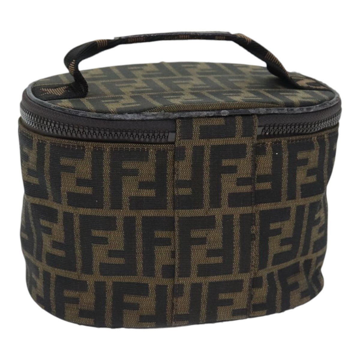 FENDI Zucca Canvas Vanity Pouch Brown Black Silver yk15192