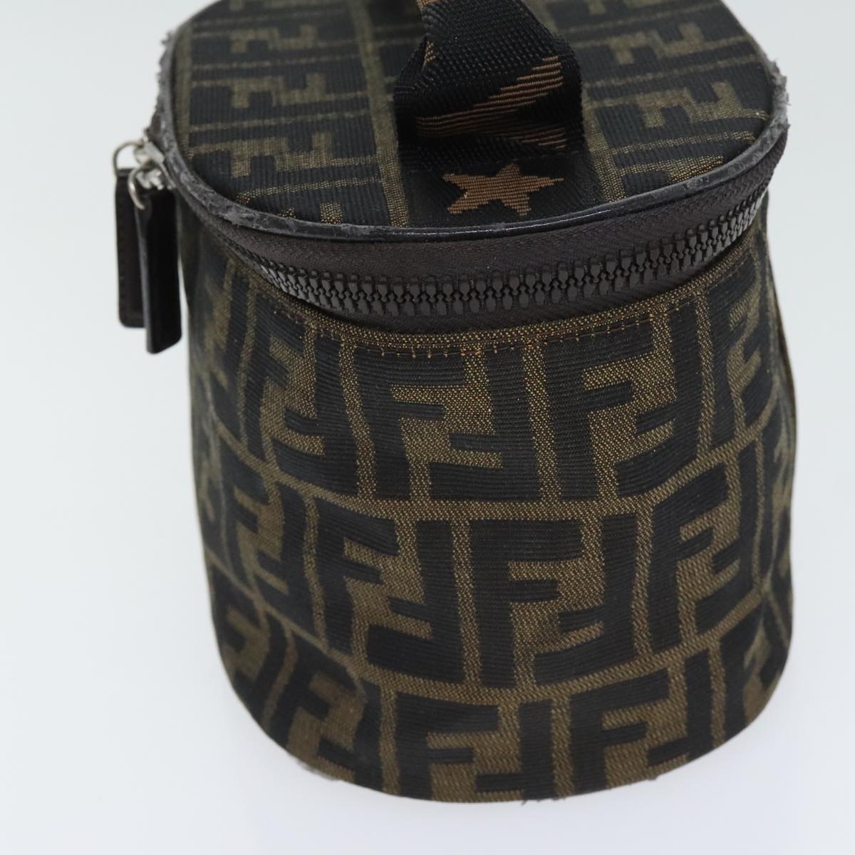 FENDI Zucca Canvas Vanity Pouch Brown Black Silver yk15192