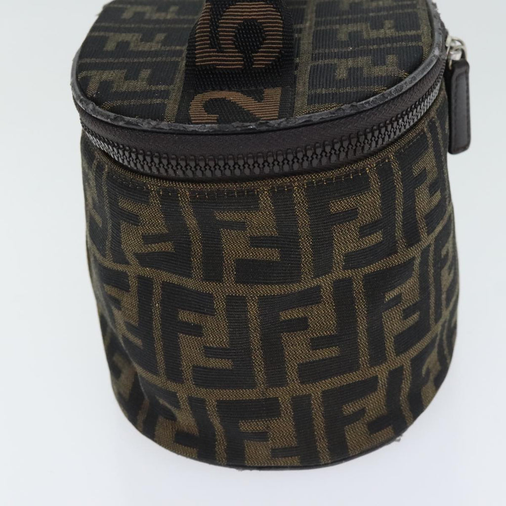 FENDI Zucca Canvas Vanity Pouch Brown Black Silver yk15192