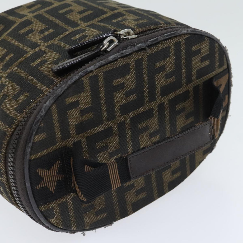 FENDI Zucca Canvas Vanity Pouch Brown Black Silver yk15192
