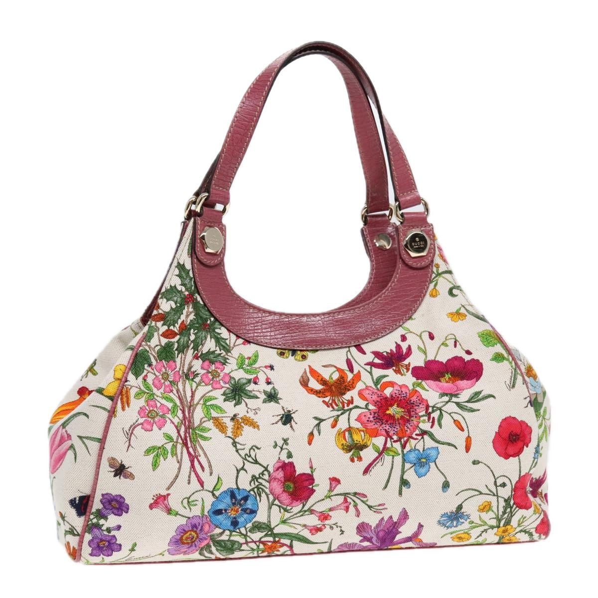 GUCCI Flora Hand Bag Canvas Outlet Multicolor Gold 231820 yk15201