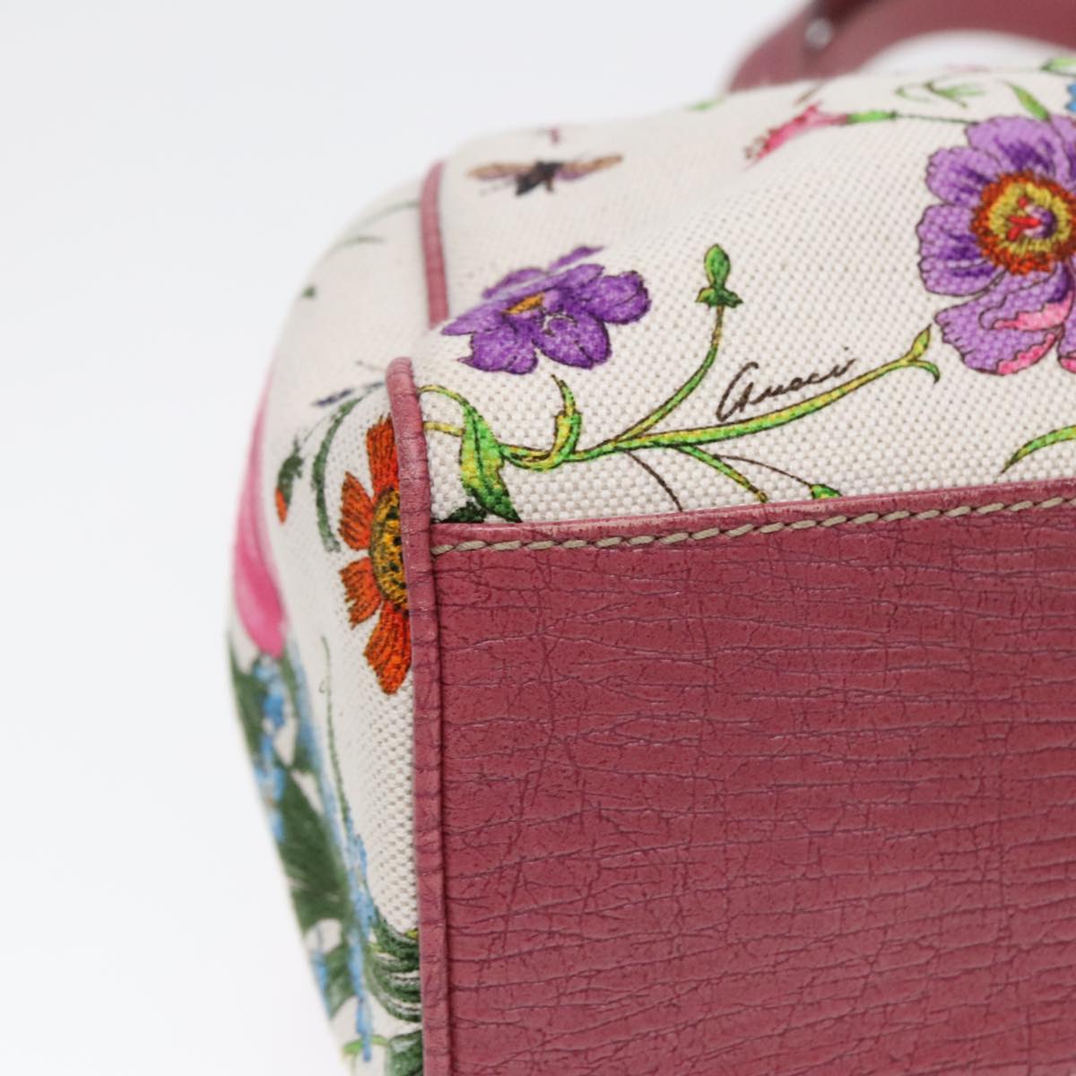 GUCCI Flora Hand Bag Canvas Outlet Multicolor Gold 231820 yk15201