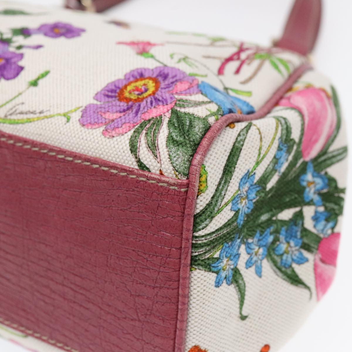 GUCCI Flora Hand Bag Canvas Outlet Multicolor Gold 231820 yk15201