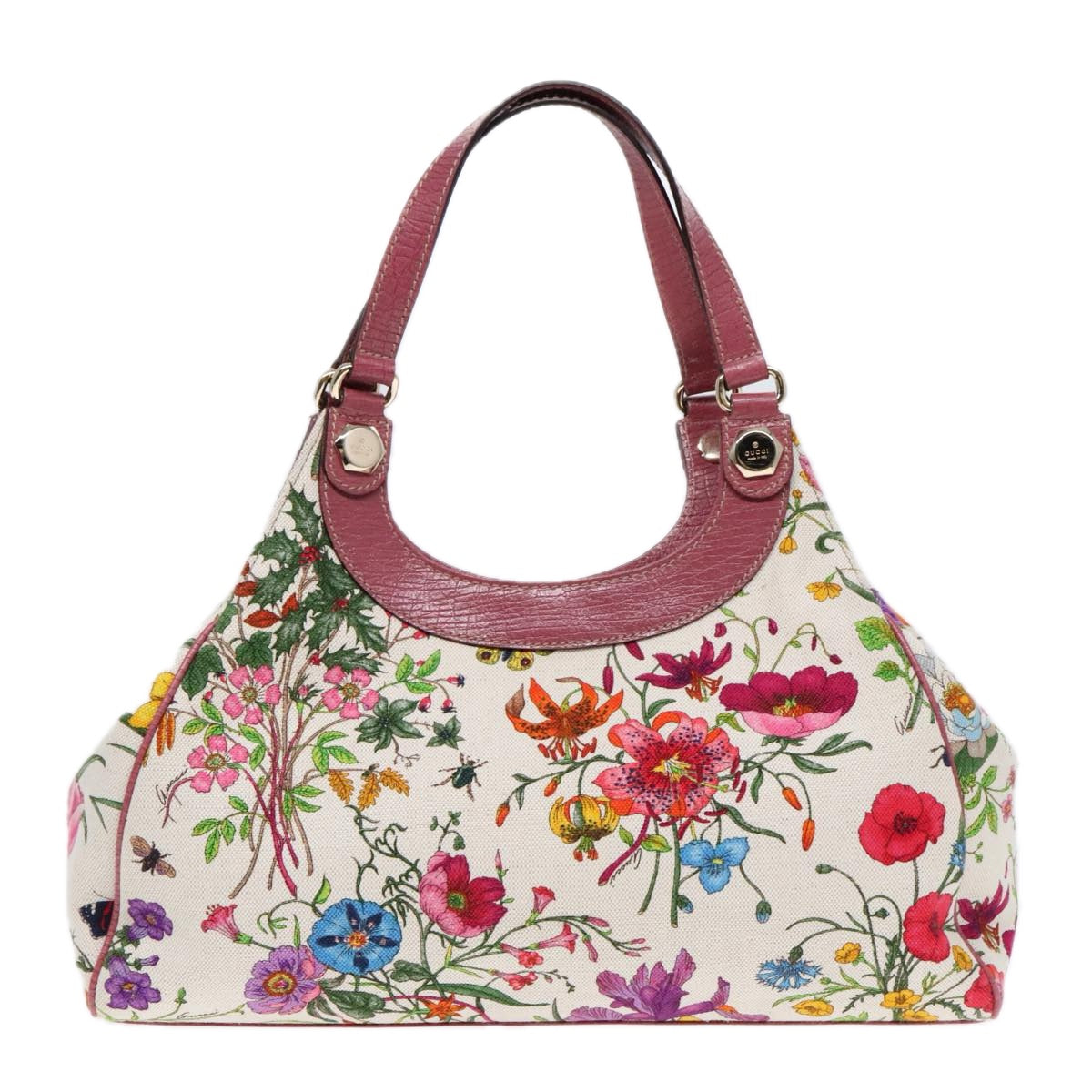 GUCCI Flora Hand Bag Canvas Outlet Multicolor Gold 231820 yk15201