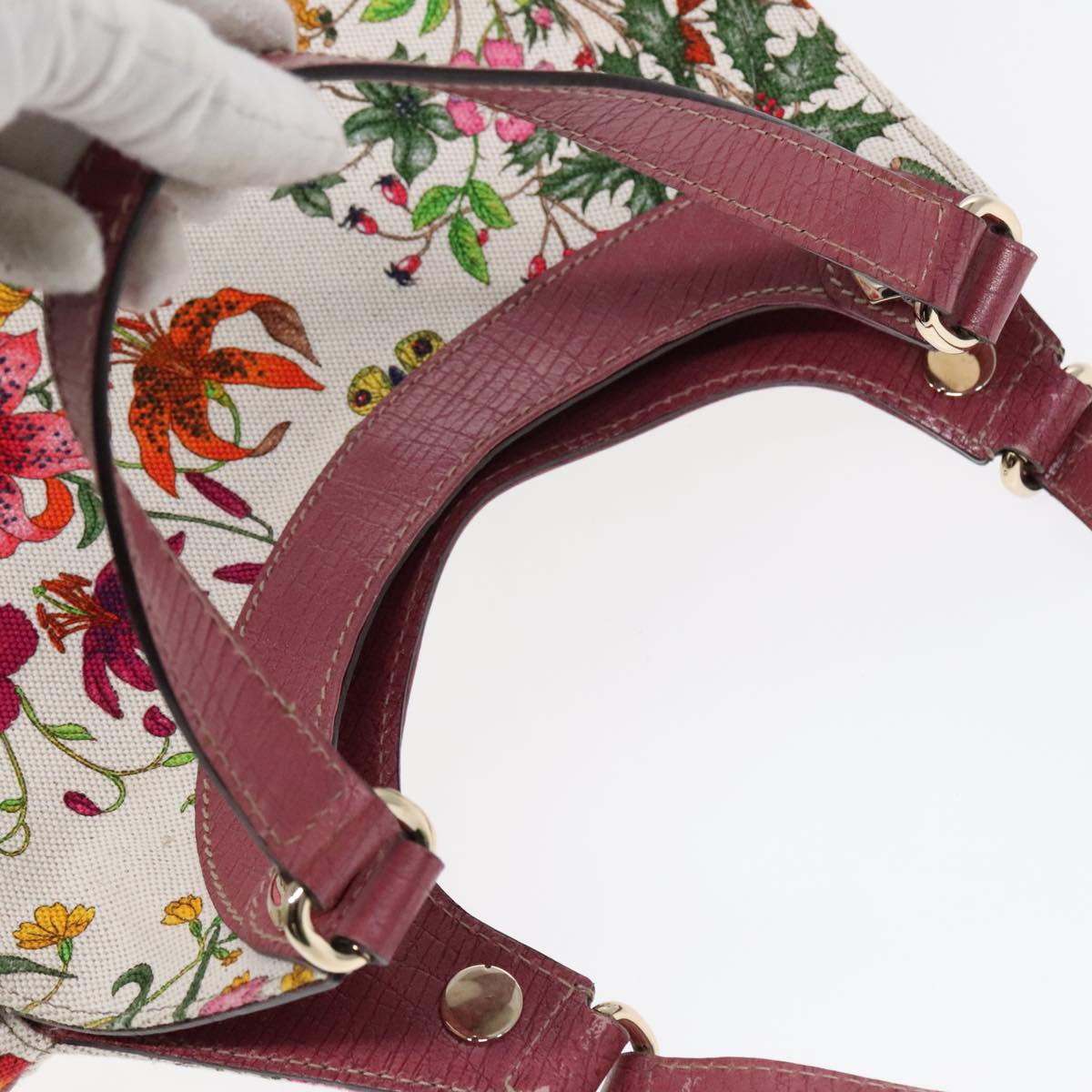 GUCCI Flora Hand Bag Canvas Outlet Multicolor Gold 231820 yk15201