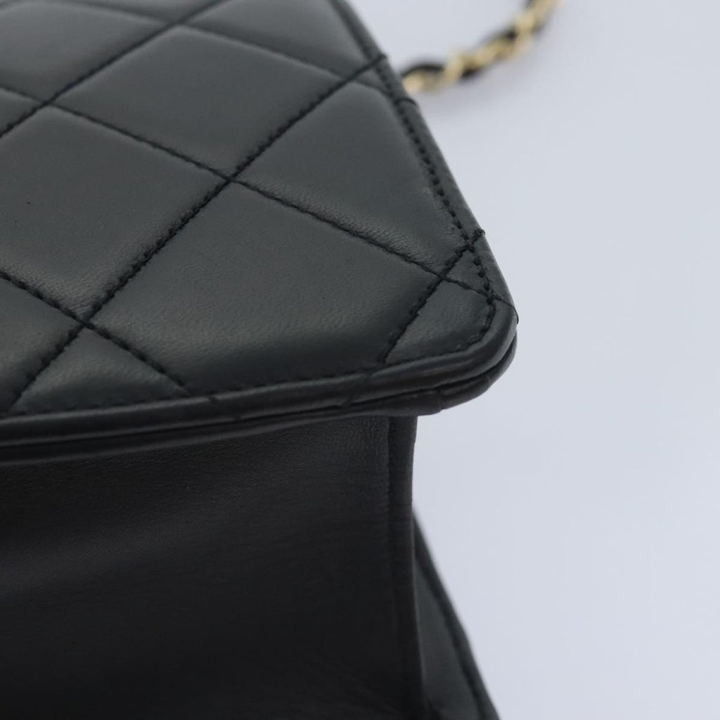 CHANEL Matelasse  COCO Mark Chain Bag Lamb Skin Black Gold CC yk15214A